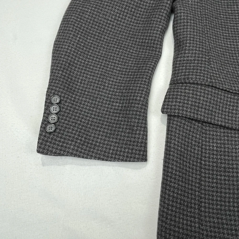Gianfranco Ruffini Italy Blazer 100% Wool Dark Tan Gray Houndstooth Mens SZ 44R‎